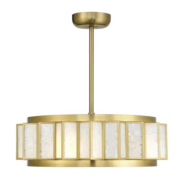 Savoy House Gideon 28 in. Indoor Warm Brass Ceiling Fan D'Lier with Remote