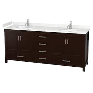 Sheffield 80 in. W x 22 in. D x 35 in. H Double Bath Vanity in Espresso with Carrara Cultured Marble Top