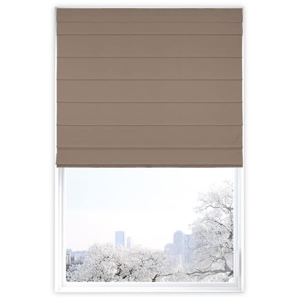 Chicology Khaki Cordless Room Darkening Privacy Cotton Roman Shade 27 in. W x 64 in. L