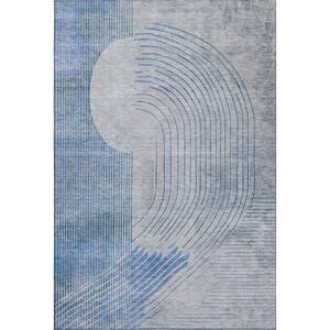 Mayfield Premium Machine Washable Abstract AMF2003 Blue 3 ft. x 4 ft. Area Rug