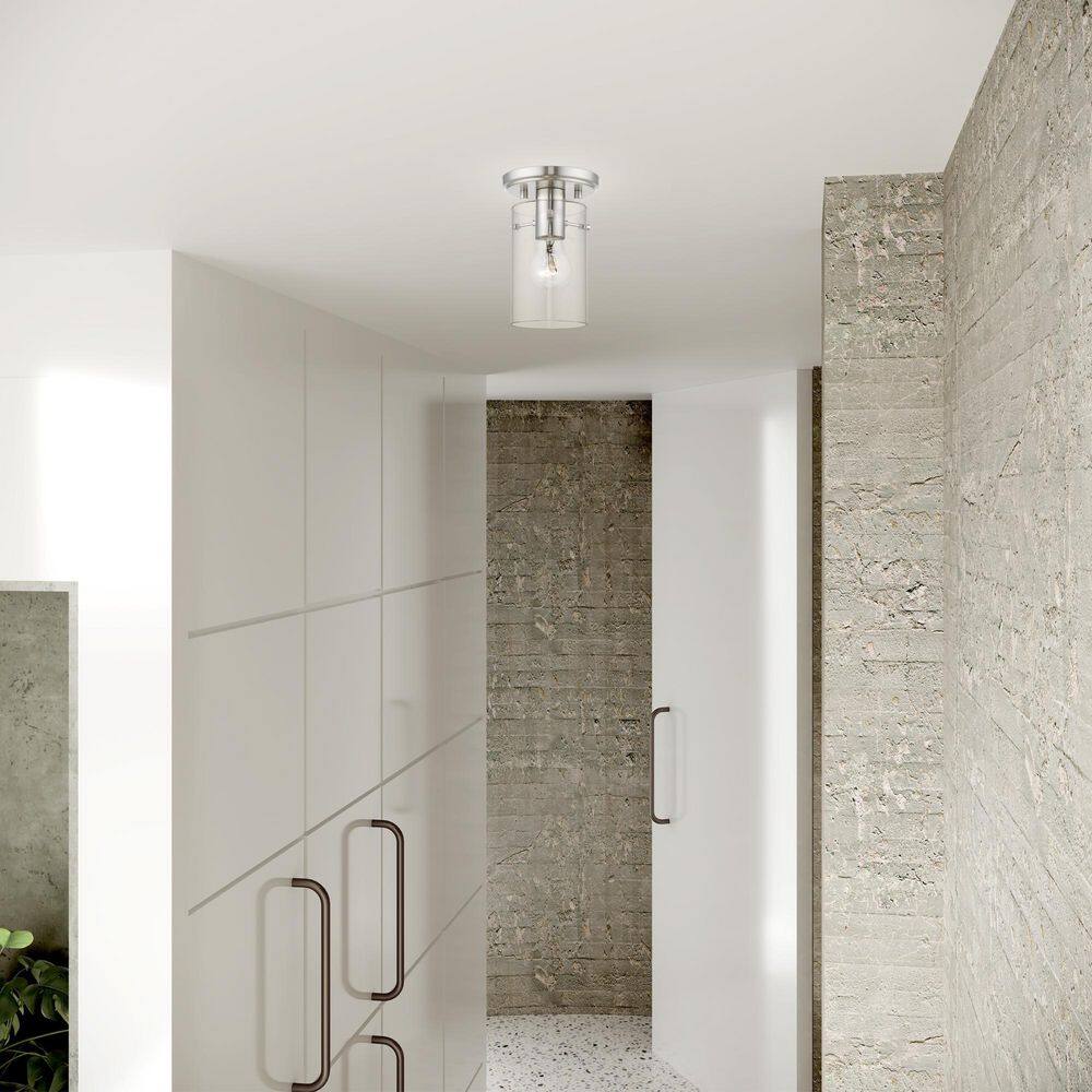Munich Contemporary Brushed Nickel 1-Light Indoor/Outdoor Flush Mount