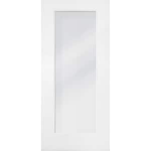 Legacy 30 in. x 80 in. Universal Handing Full-Lite Clear Glass Primed White Finish Fiberglass Front Door Slab