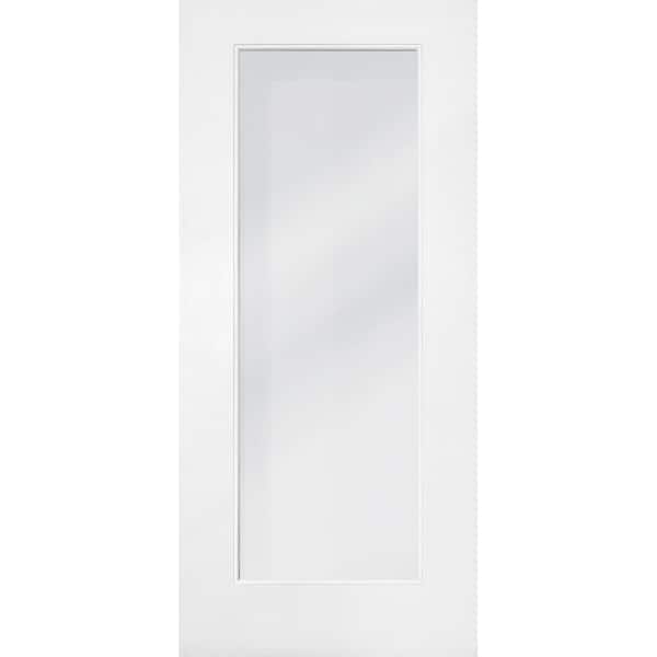 Steves & Sons Legacy 30 in. x 80 in. Universal Handing Full-Lite Clear Glass Primed White Finish Fiberglass Front Door Slab