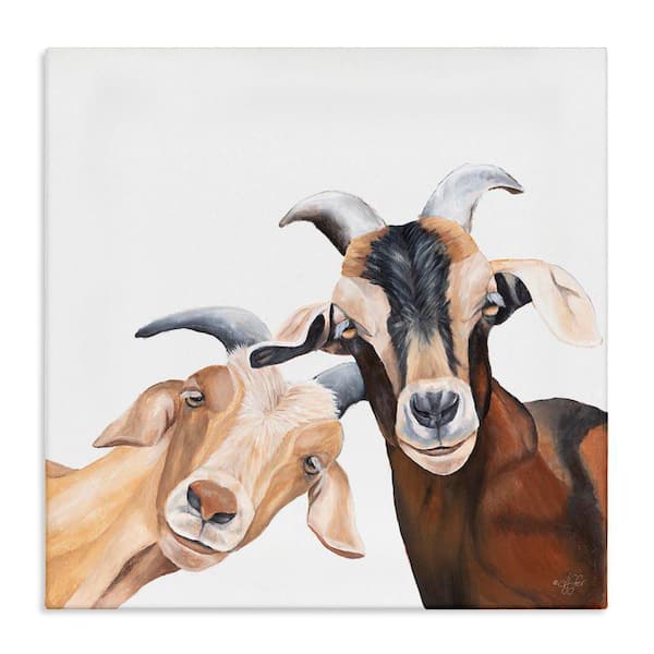Happy Goat Smiling Animals by Diane Fifer Unframed Graphic Art Print Animal 30 in. x 30 in.