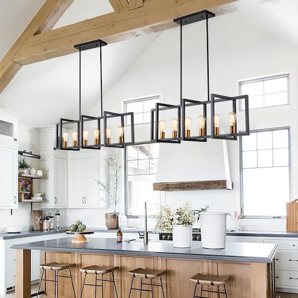 HUOKU LIBERTAB 6-Light Black Kitchen Island Pendant Light HUOKU LIBERTAB 6-Light Black Kitchen Island Pendant Light