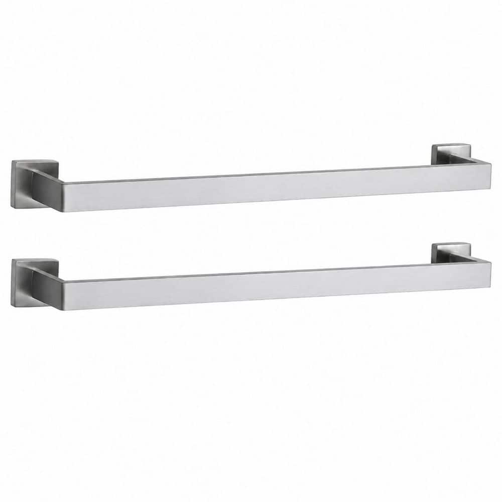 24 in. Wall Mount Bathroom Towel Bar Set in Brushed Nickel Stainless Steel, 2-Pack, Square Base price history on PriceWatchPro