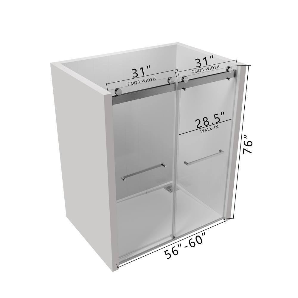 Matte Black Frameless Sliding Shower Door with Clear Tempered Glass