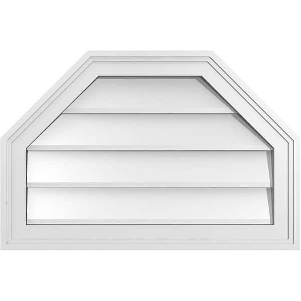 Ekena Millwork 24 in. x 16 in. Octagonal Top Surface Mount PVC Gable Vent: Decorative with Brickmould Frame