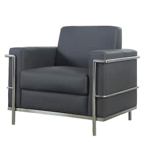 Eda Dark Gray Faux Leather Arm Chair