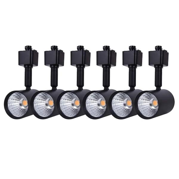 EKIEUDL Black Integrated LED Linear Track Cylinder Lighting Heads Compatible with H Type Track Rail Neutral White (6-Pack)