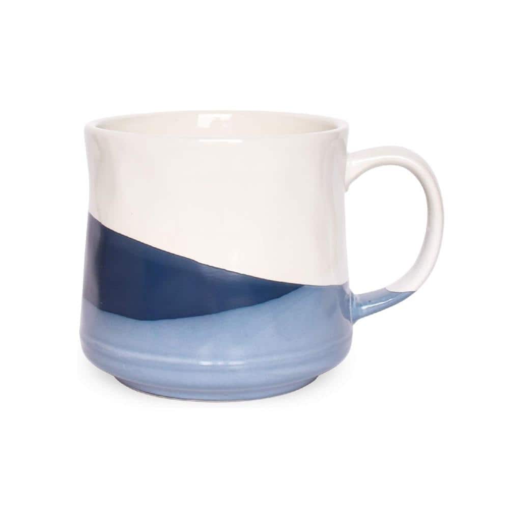12 Oz Extra Large Ceramic Coffee Mug, Classic Porcelain Super Big Tea Cup  With Handle For Office And Home, Blue