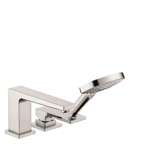 Metropol 2-Handle Deck Mount Roman Tub Faucet with Hand Shower in Brushed Nickel