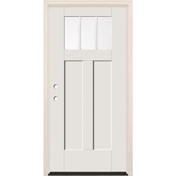 Builders Choice 36 in. x 80 in. Right-Hand Clear Glass Unfinished Fiberglass Prehung Front Door with 6-9/16 in. Frame and Bronze Hinges