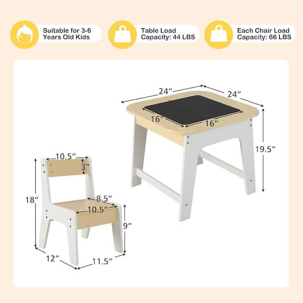 HONEY JOY 3-Piece Kids Rectangular Wood Top Table Chairs Set Children  Activity Desk & Chair Furniture Green TOPB003067 - The Home Depot