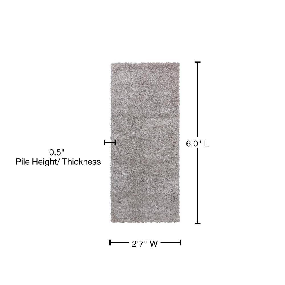 Thayer Gray Plush Microfiber Shag Runner Rug 2'x6'