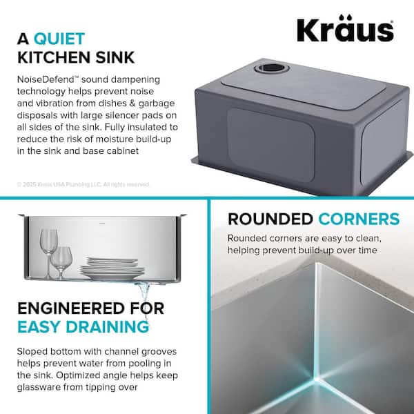 Standart PRO 25 in. Undermount Single Bowl 16 Gauge Stainless Steel Kitchen Sink with Accessories