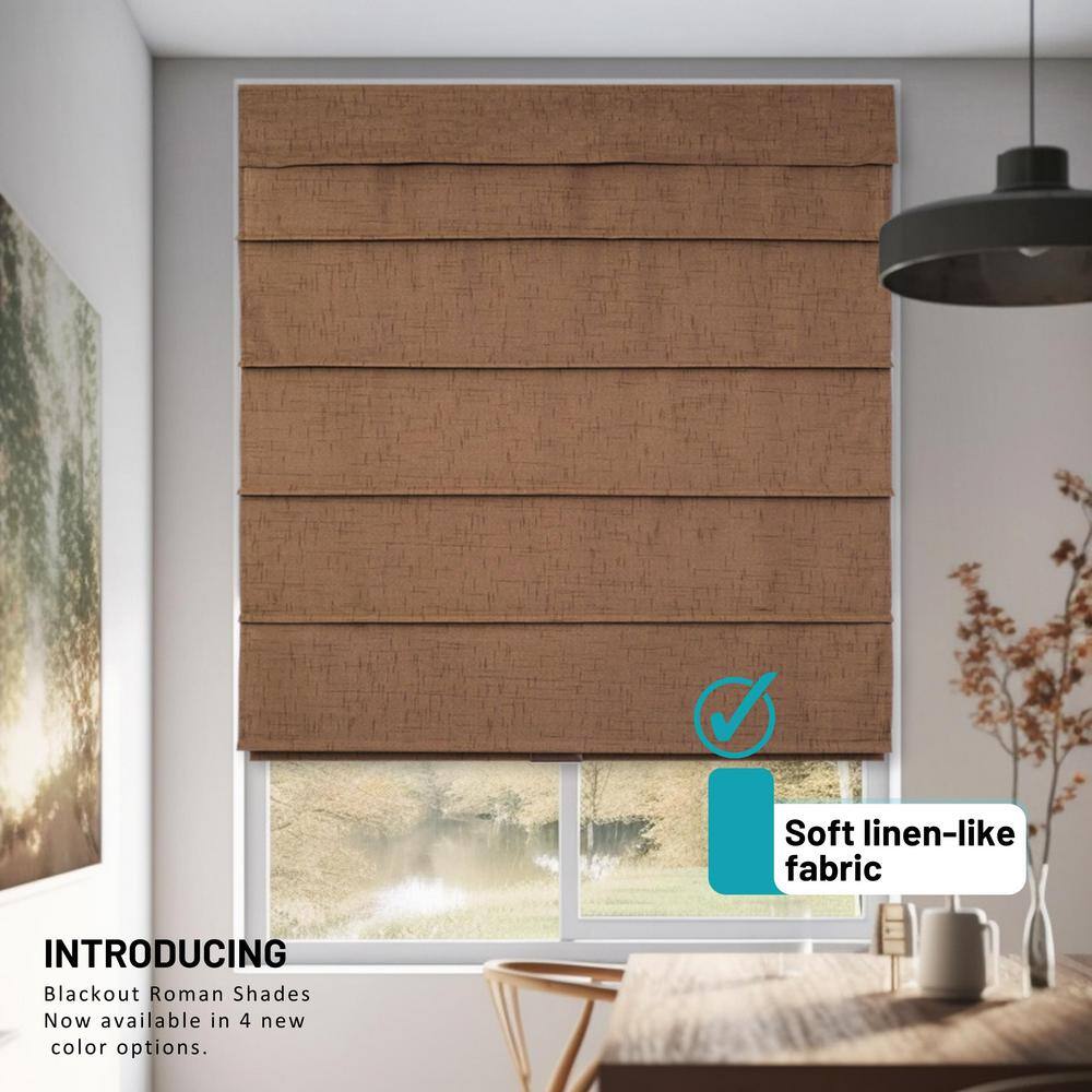 Cafe Blackout Cordless Fabric Roman Shades 23"W x 64"H
