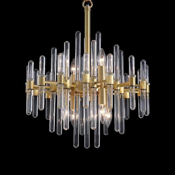 Siljoy 19 In 8 Light Brass Crystal, Chandelier Cord Cover Ups
