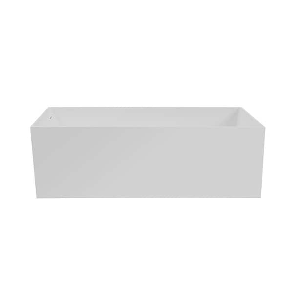 Aristocratic 67 in. x 28.35 in. Solid Surface Stone Resin Soaking Matte White Bathtub with Center Drain in White