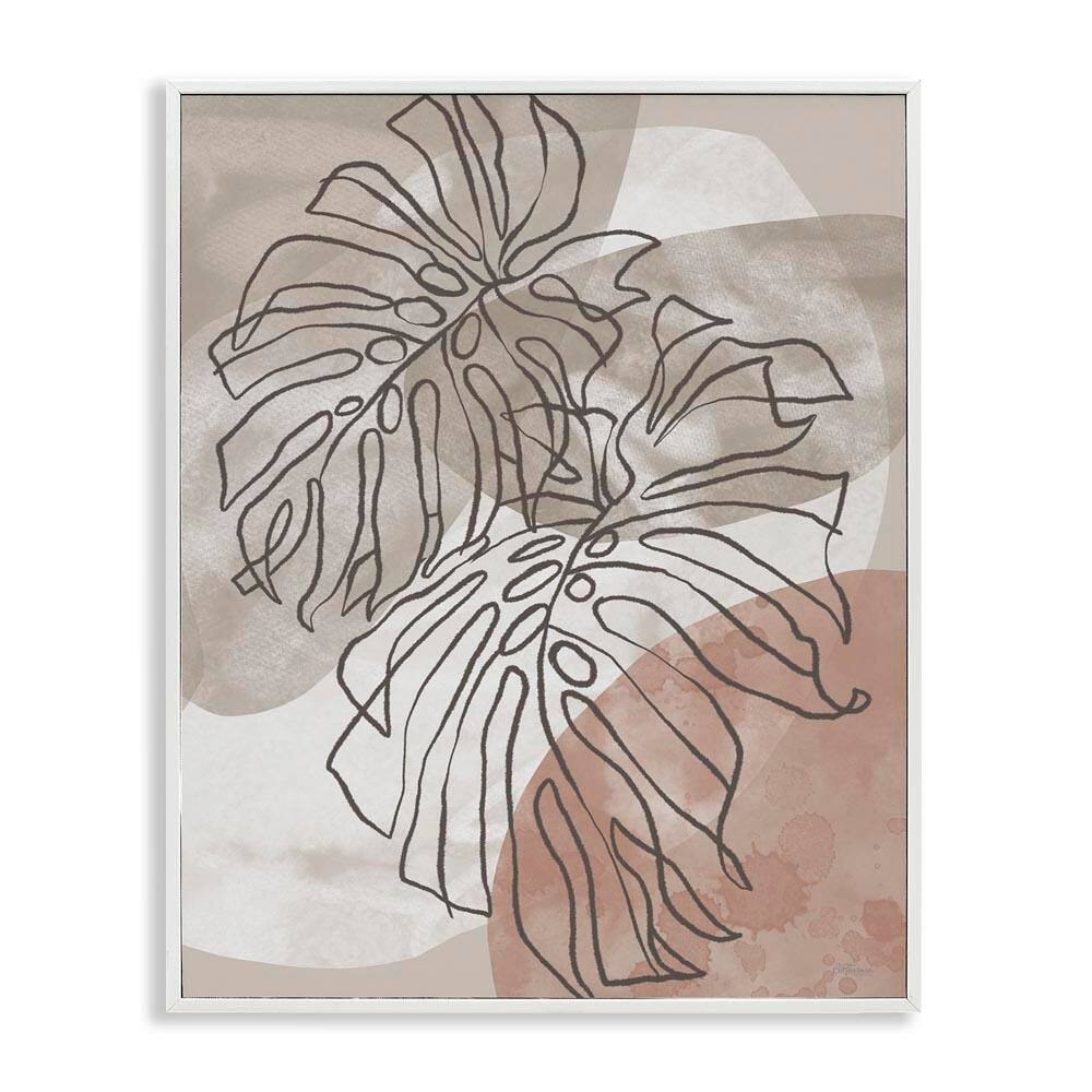 Leaf Outlines in Earth Tones by Cat Thurman Designs White Framed Abstract Giclee Art Print 20 in. x 16 in. price history on PriceWatchPro