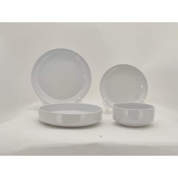 Home Decorators Collection Chastain Solid 16-Piece Stoneware Dinnerware Set-Gloss White - A