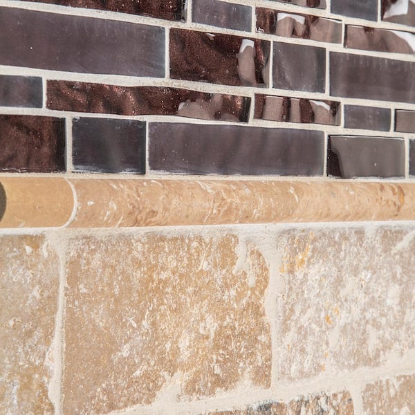 Noce Brown .75 in. x 12 in. Honed Travertine Wall Pencil Tile (1 Linear Foot)