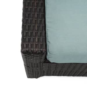 Deco 8-Piece Wicker Motion Patio Conversation Deep Seating Set with Sunbrella Spa Blue Cushions