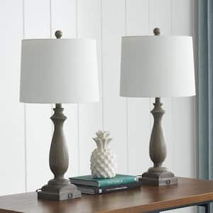 Salem 27 in. Gray Table Lamp Set With USB (2-Pack)