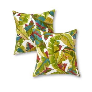 Palm Leaves Multi-Square Outdoor Throw Pillow (2-Pack)