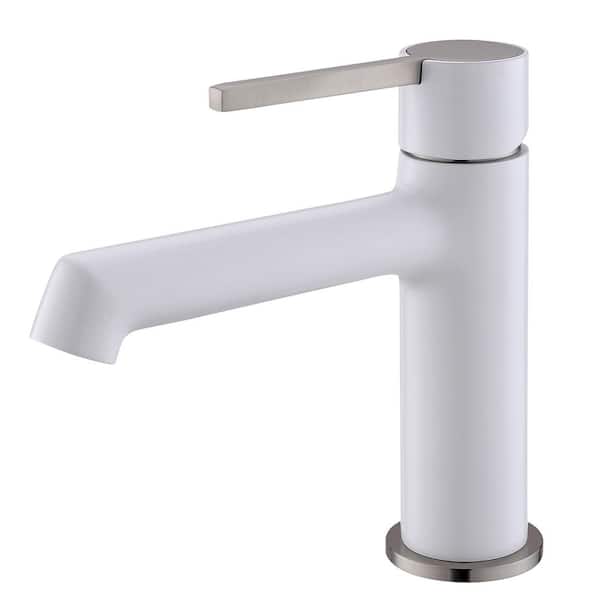 Staykiwi Single Handle Single Hole Bathroom Faucet in White with Spot Resistant