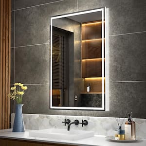 24 in. W x 36 in. H Large Rectangular Frameless Dimmable Anti-Fog Wall Bathroom Vanity Mirror in Silver