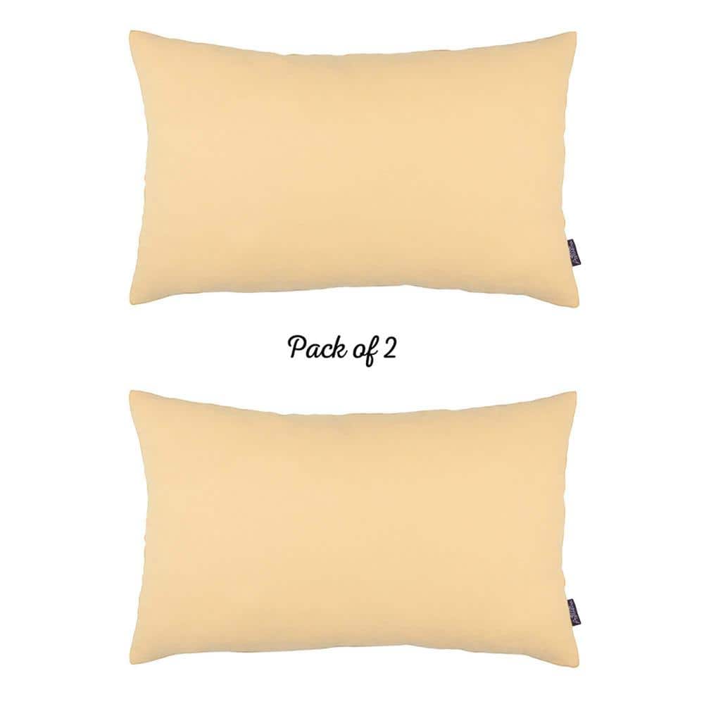 Beige Polyester Lumbar Pillow Covers Set of 2