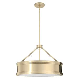 Capshaw 5-Light Alturas Gold Island Pendant Light with Cased White Glass Shade