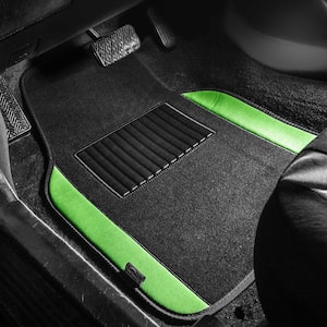 4-Piece Green Universal Carpet Floor Mat Liners with Colored Trim - Full Set