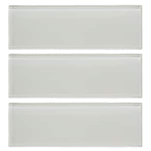Super White 4 in. x 12 in. Subway Glossy Glass Wall Tile (10 sq. ft. /Case)