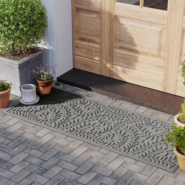 WaterHog Boxwood Medium Gray 22 in. x 60 in. PET Polyester Indoor Outdoor Doormat