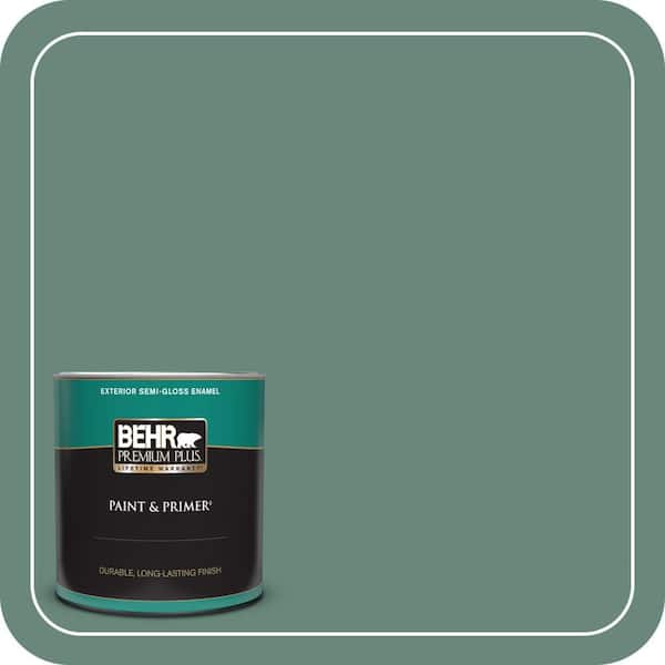 BEHR PREMIUM PLUS 1 qt. #470F-5 Garland Semi-Gloss Enamel Exterior Paint & Primer
