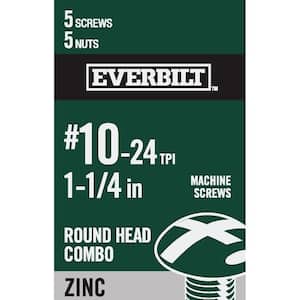 #10-24 x 1-1/4 in. Combo Round Head Zinc Plated Machine Screw (5-Pack)