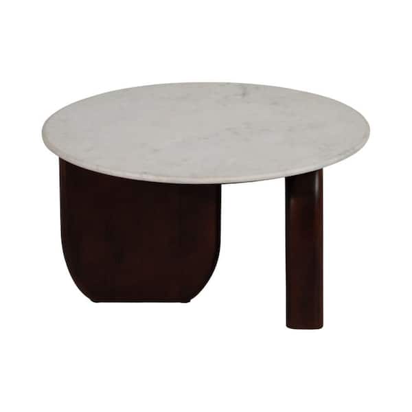 Liv & Skye 30 in. Brown Oval Marble Coffee Tables
