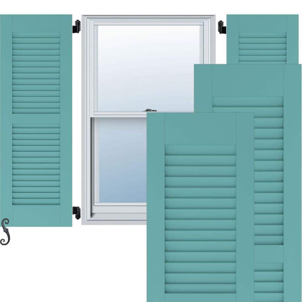 12 in. W x 76 in. H Americraft 2 Equal Louver Exterior Real Wood Shutters Per Pair in Pure Turquoise price history on PriceWatchPro