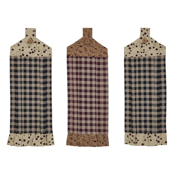 Pip Vinestar Mutil Checkered Button Loop Kitchen Tea Towel Set (Set of 3)