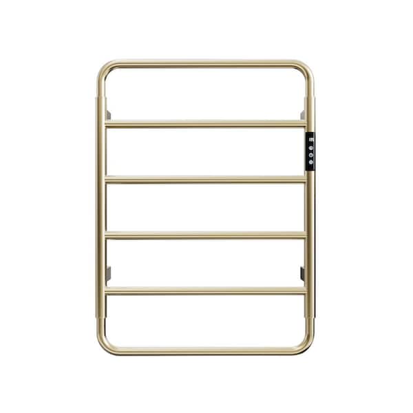 Electric Towel Warmer Wall Mount Heated Towel Rack 6-Bars Plug in Hardwired Brushed Gold