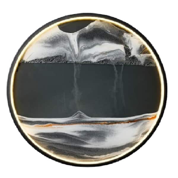 Afoxsos Framed with LED Light Illuminated Moving Sand Fantasy Wall Art 16.3 in. x 16.3 in. Black
