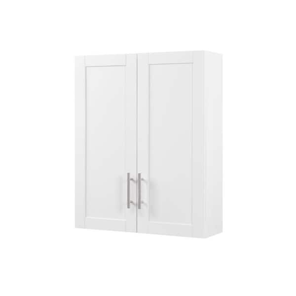 24 in. W x 7.63 in. D x 30 in. H Kitchen Bathroom Storage Wall Cabinet with Adjustable Shelf in White