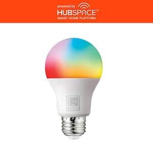 60-Watt Equivalent Smart A19 Color Changing CEC LED Light Bulb with Voice Control (1-Bulb) Powered by Hubspace