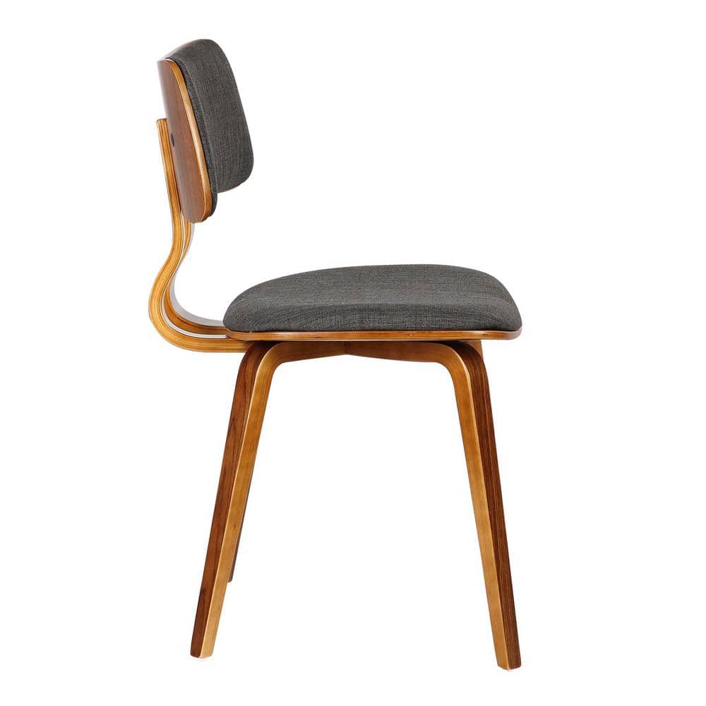 Walnut Wood & Charcoal Upholstered Low Side Chair