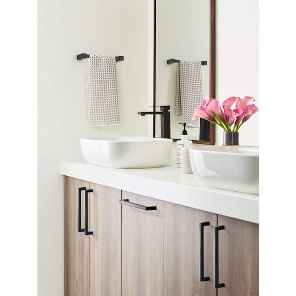 Monument 8 in. Wall Mounted Towel Bar in Matte Black