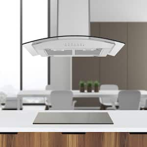 30 in. 450 CFM Convertible Island Glass Canopy Range Hood in Stainless Steel with Night Light Feature