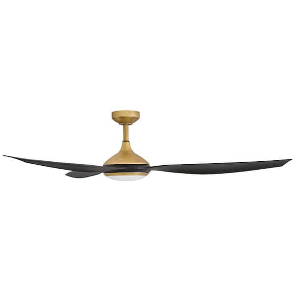 Talan 64.0 in. Indoor/Outdoor Integrated LED Heritage Brass Ceiling Fan with Remote Control