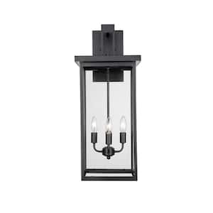 Barkeley 4-Light 11 in. Powder Coated Black Outdoor with Clear Glass
